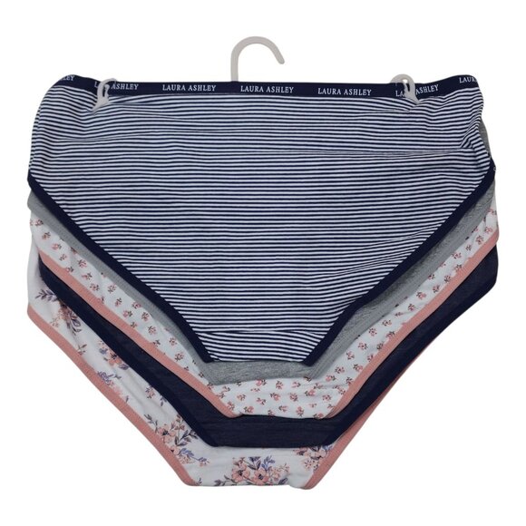 Laura Ashley Womens 5-Pack Tag-Free Cotton Spandex Panties Large Floral Striped - Picture 7 of 12